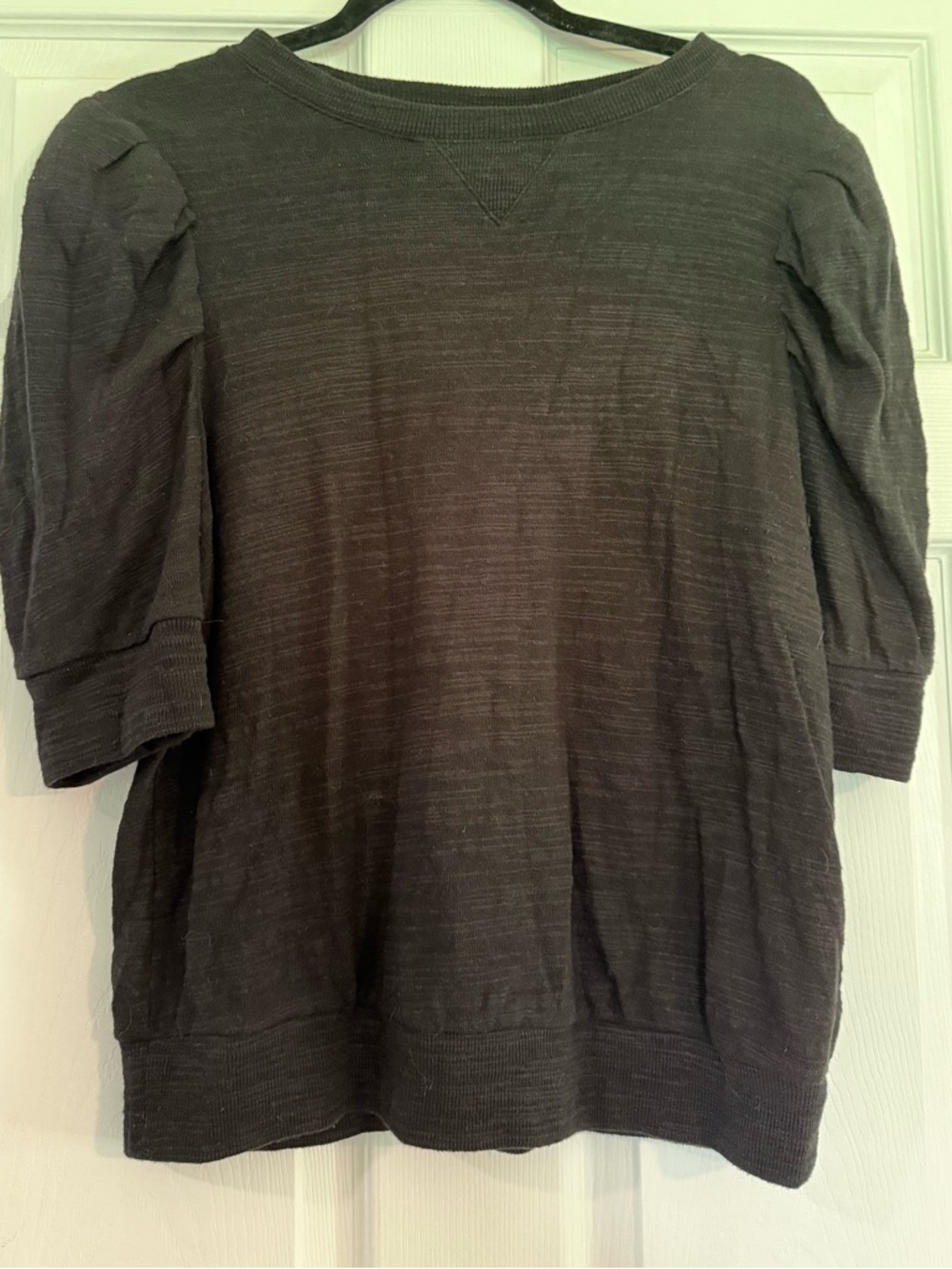 Express Black Casual Short-Sleeve Pullover Top